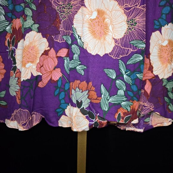 NWT Band Of The Free Aimee Purple Floral Puff Sleeve Mini Dress M & L - Picture 6 of 13
